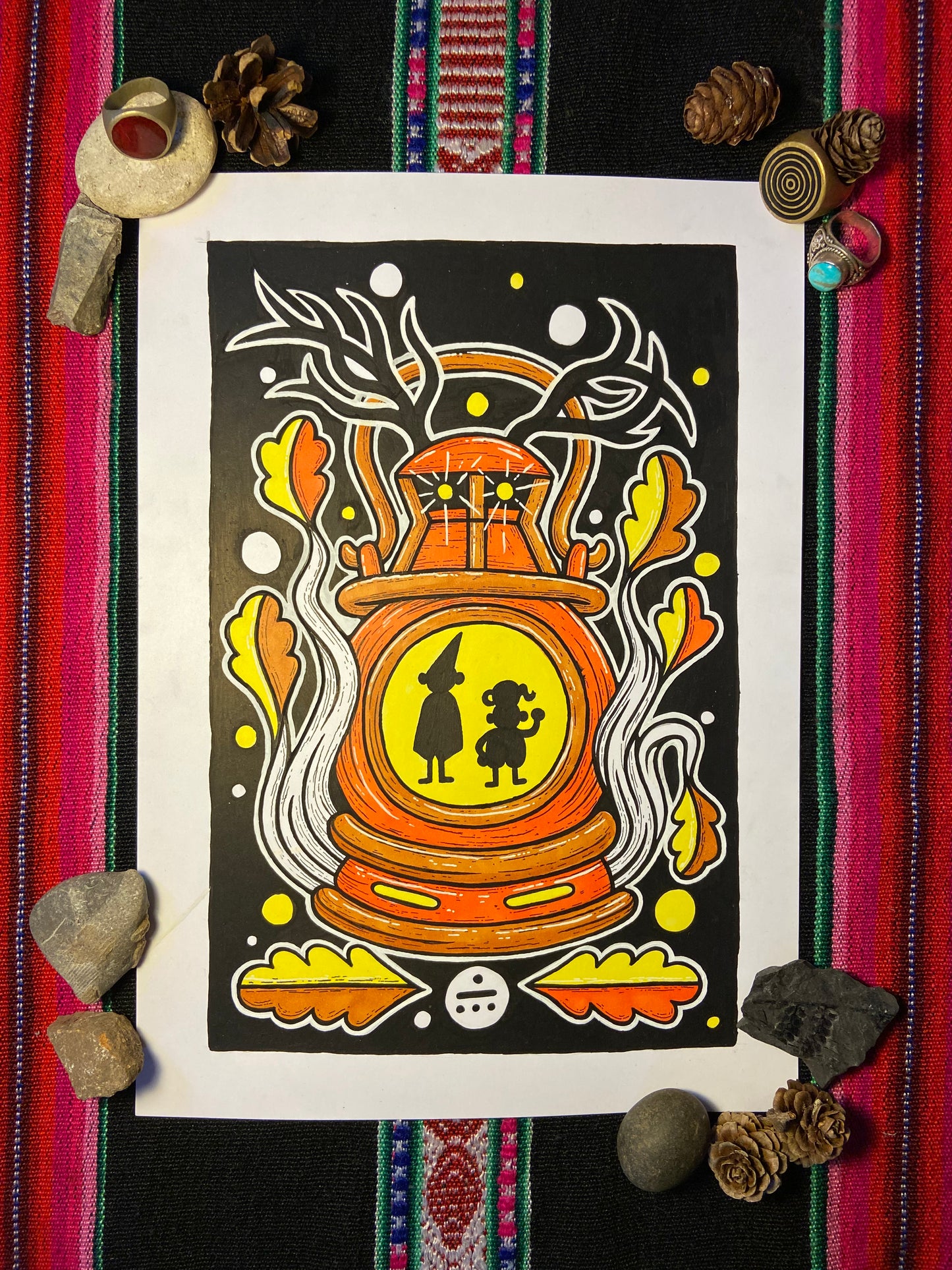 Over The Garden Wall - Beast, Boys & Lantern - A4 Original - 2025