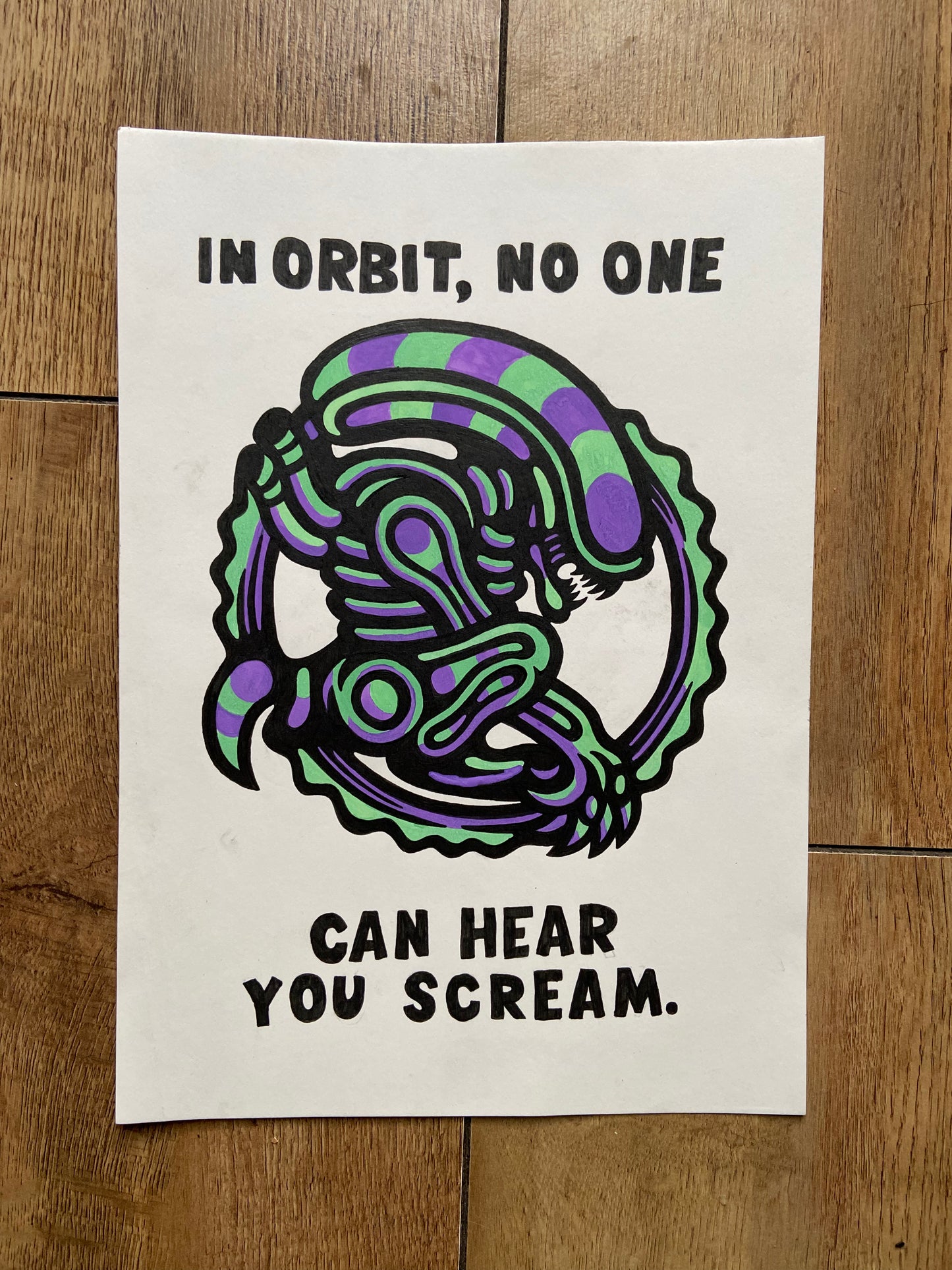 In Orbit, No One Can Hear You Scream (Bruiser) - Alien (1979) - A4 Original - 2025